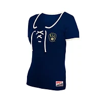 MLB Milwaukee Brewers Throwback Lace Up T-Shirt