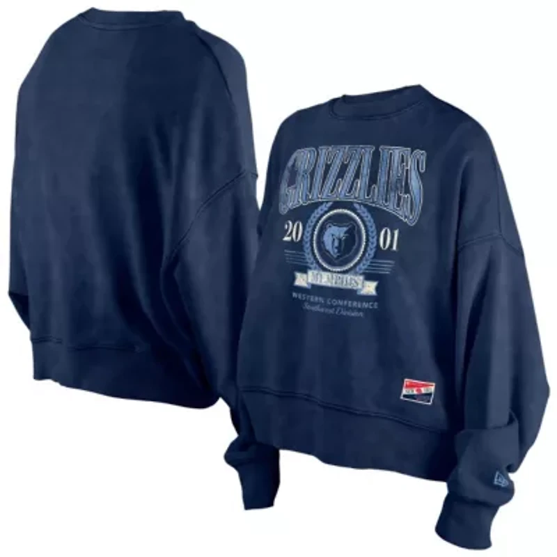 NBA Memphis Grizzlies Throwback Vintage Enzyme Wash Oversized Boxy Pullover Sweatshirt