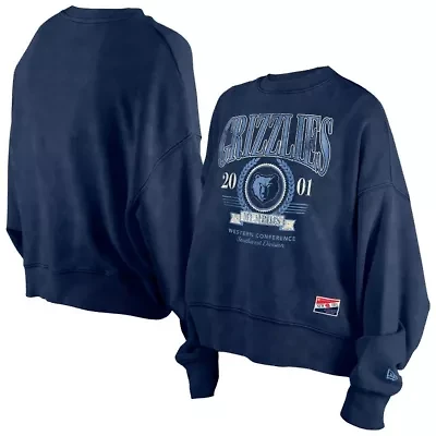 NBA Memphis Grizzlies Throwback Vintage Enzyme Wash Oversized Boxy Pullover Sweatshirt