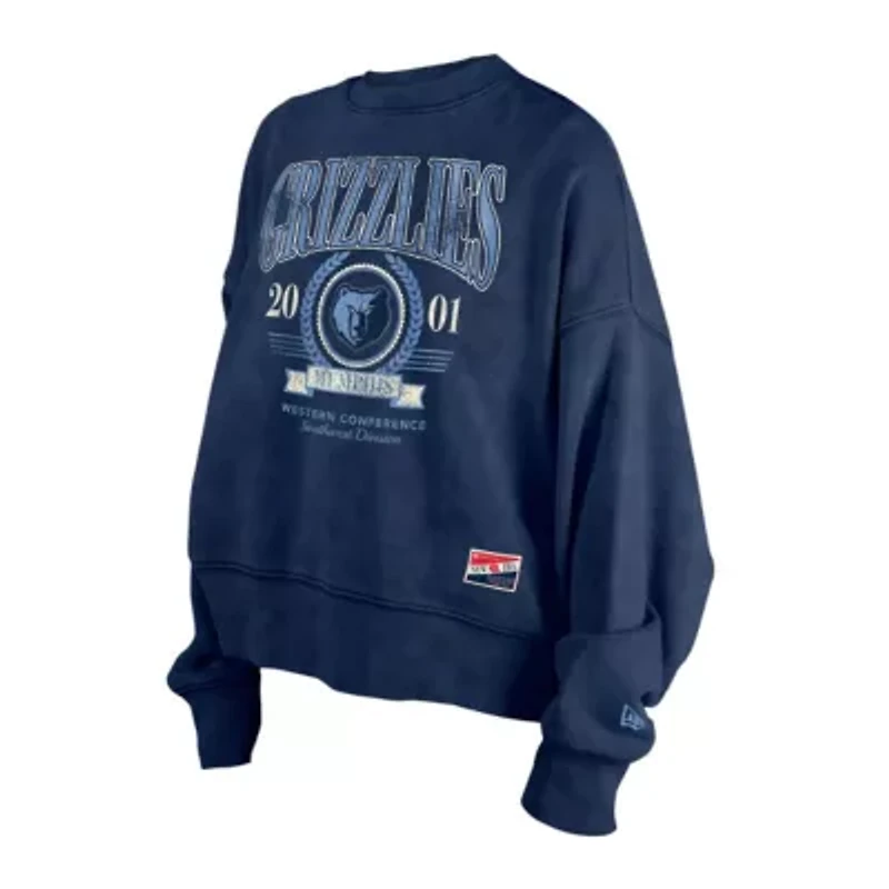 NBA Memphis Grizzlies Throwback Vintage Enzyme Wash Oversized Boxy Pullover Sweatshirt