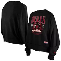 NBA Chicago Bulls Throwback Vintage Enzyme Wash Oversized Boxy Pullover Sweatshirt