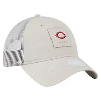MLB Light Beige Cincinnati Reds Square Stitch 9TWENTY Adjustable Hat