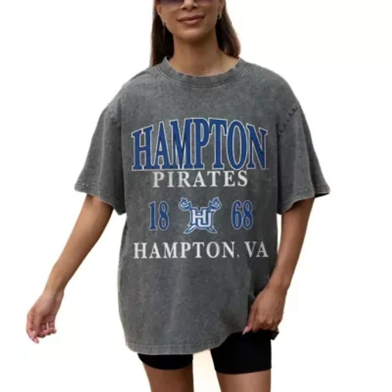 NCAA Grey Hampton Pirates Oversized Snow Wash T-Shirt