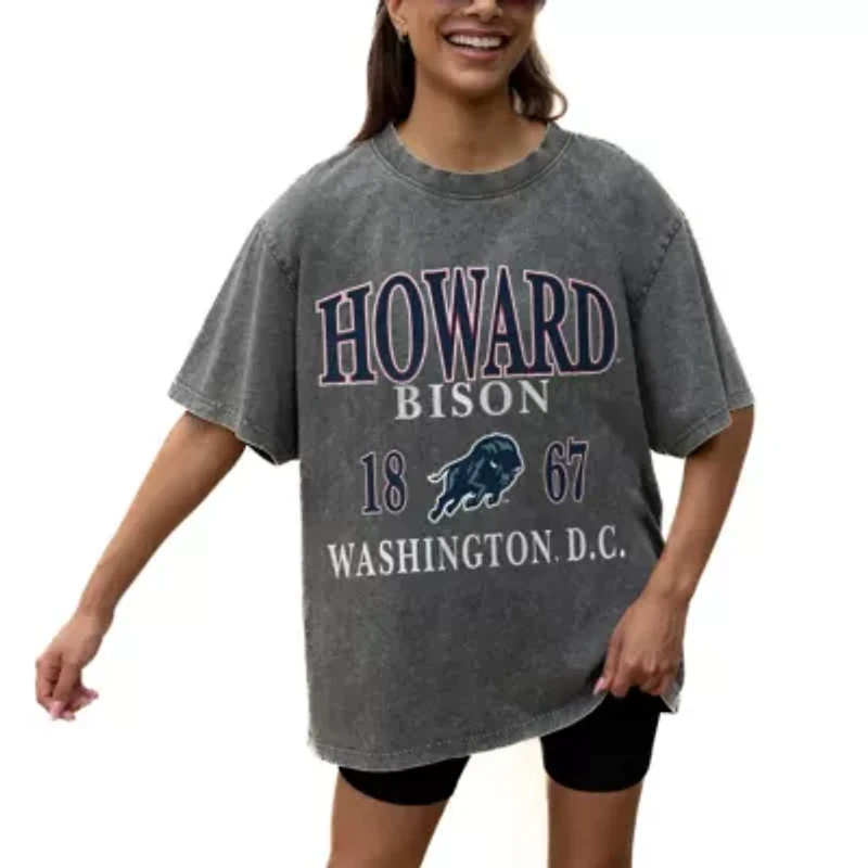NCAA Grey Howard Bison Oversized Snow Wash T-Shirt