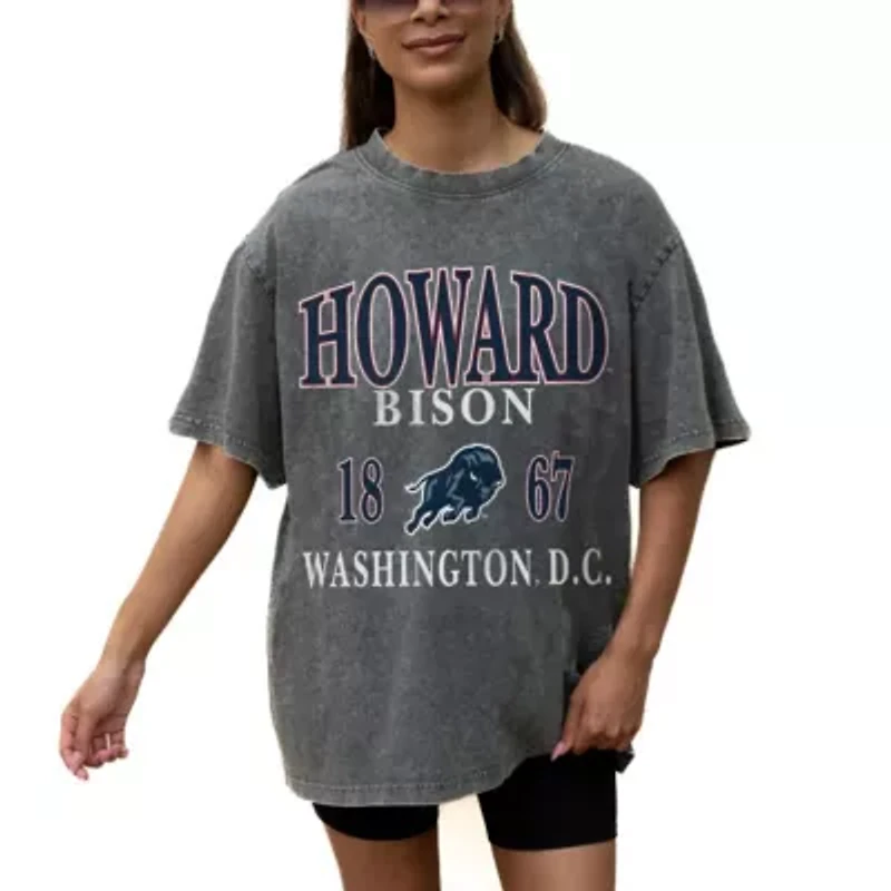 NCAA Grey Howard Bison Oversized Snow Wash T-Shirt