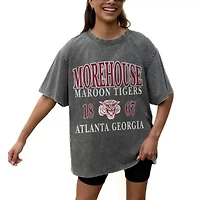 Morehouse Maroon Tigers NCAA Grey Oversized Snow Wash T-Shirt