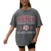 Morehouse Maroon Tigers NCAA Grey Oversized Snow Wash T-Shirt
