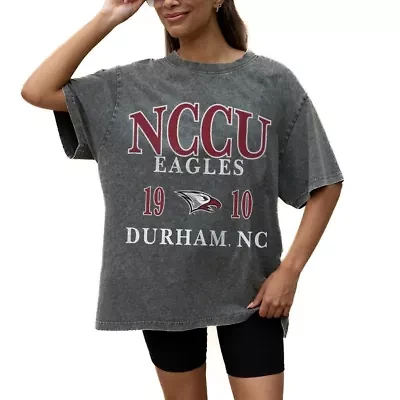 NC Central Eagles NCAA Grey North Carolina Oversized Snow Wash T-Shirt