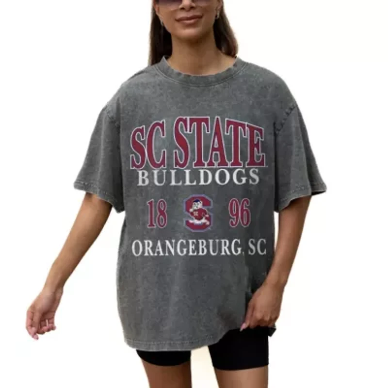 SC State Bulldogs NCAA Grey South Carolina Oversized Snow Wash T-Shirt
