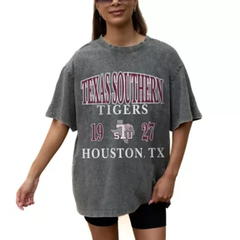 NCAA Grey Texas Southern Tigers Oversized Snow Wash T-Shirt