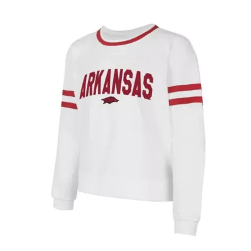 NCAA Arkansas Razorbacks Borough French Terry Arch Over Long Sleeve Top