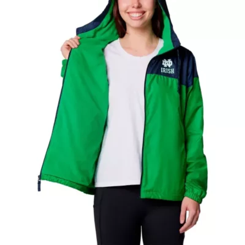 NCAA Navy/Green Notre Dame Fighting Irish Flash Forward Full-Zip Hoodie Windbreaker Jacket