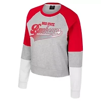 NCAA Ohio State Buckeyes Katinka Rhinestone Scoop Neck Pullover Sweatshirt