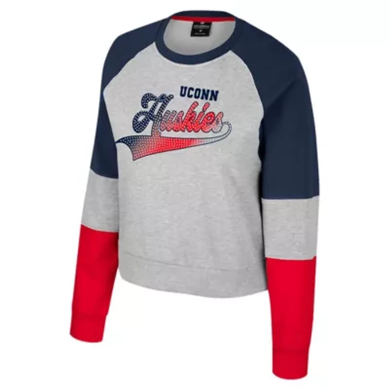 Connecticut Huskies NCAA UConn Katinka Rhinestone Scoop Neck Pullover Sweatshirt
