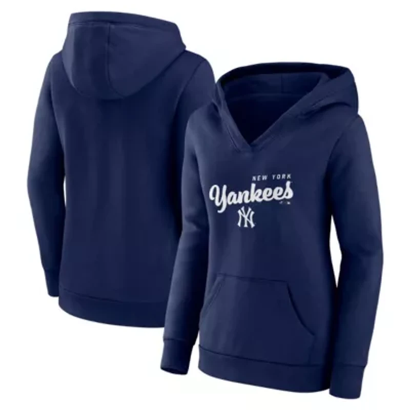 MLB Logo Athletic New York Yankees Triumphant V-Neck Pullover Hoodie