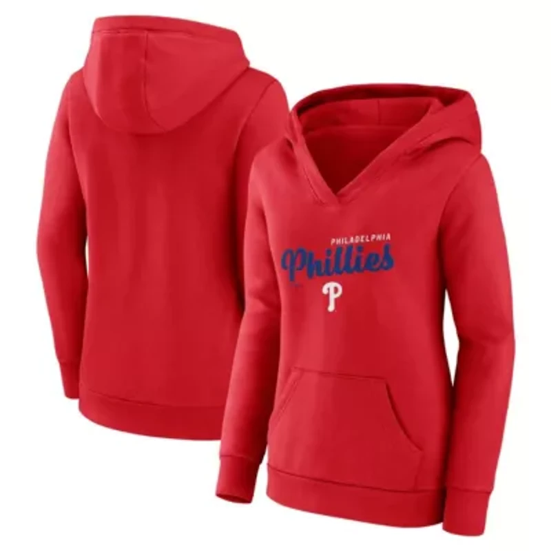 MLB Logo Athletic Philadelphia Phillies Triumphant V-Neck Pullover Hoodie