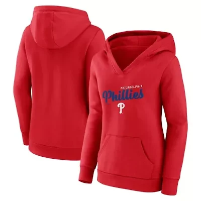 MLB Logo Athletic Philadelphia Phillies Triumphant V-Neck Pullover Hoodie