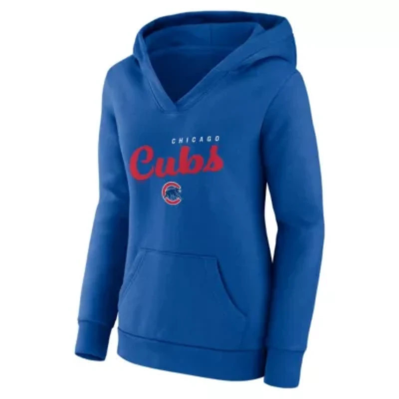 MLB Logo Athletic Chicago Cubs Triumphant V-Neck Pullover Hoodie