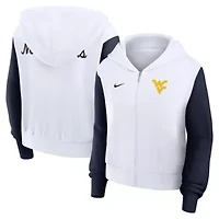 NCAA Nike West Virginia Mountaineers Cropped Color-Block Script Full-Zip Hoodie