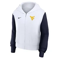 NCAA Nike West Virginia Mountaineers Cropped Color-Block Script Full-Zip Hoodie