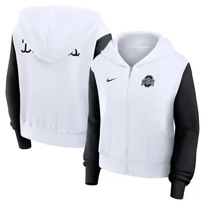 NCAA Nike Ohio State Buckeyes Cropped Color-Block Script Full-Zip Hoodie