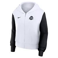 NCAA Nike Ohio State Buckeyes Cropped Color-Block Script Full-Zip Hoodie