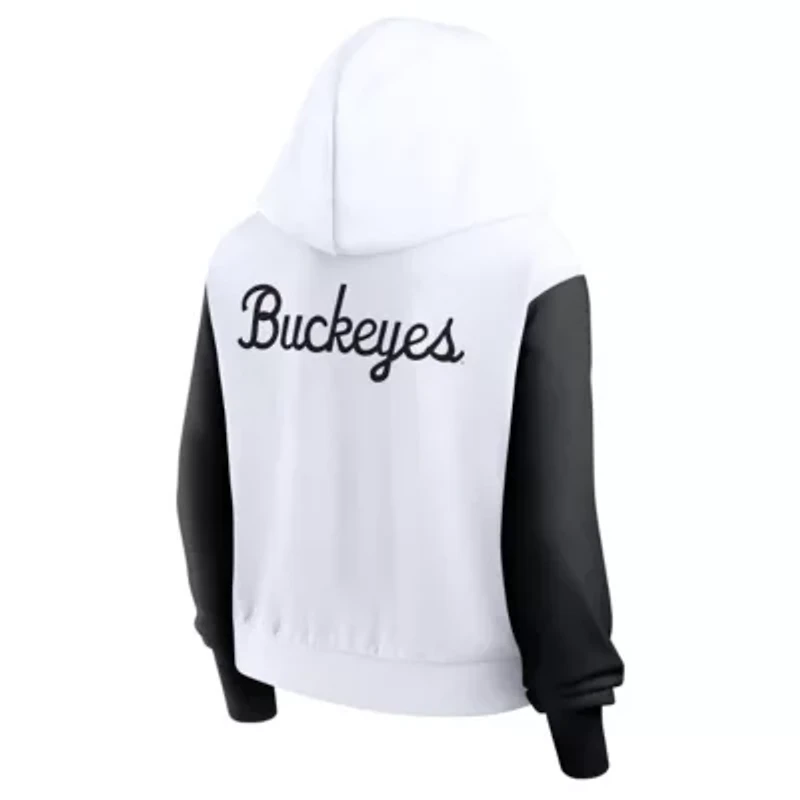NCAA Nike Ohio State Buckeyes Cropped Color-Block Script Full-Zip Hoodie
