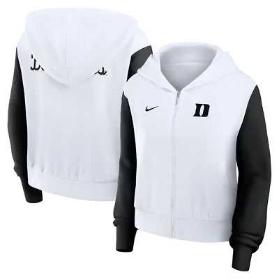 Duke Blue Devils NCAA Nike Cropped Color-Block Script Full-Zip Hoodie