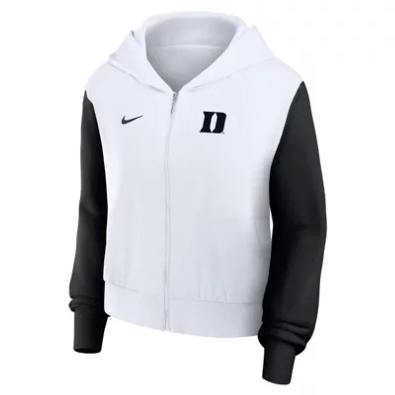 Duke Blue Devils NCAA Nike Cropped Color-Block Script Full-Zip Hoodie