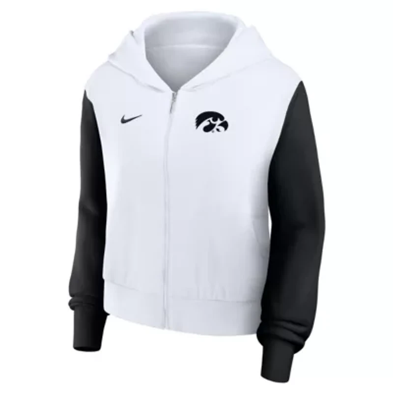 NCAA Nike Iowa Hawkeyes Cropped Color-Block Script Full-Zip Hoodie