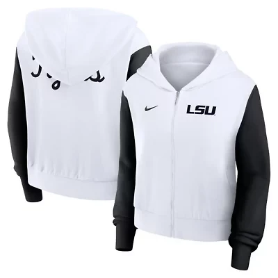 NCAA Nike LSU Tigers Cropped Color-Block Script Full-Zip Hoodie