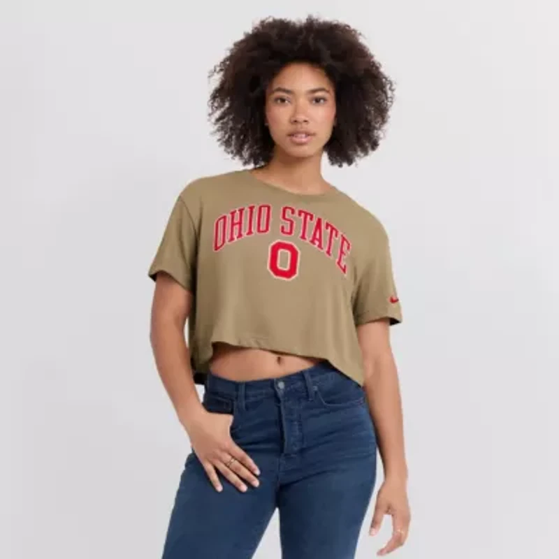 NCAA Nike Ohio State Buckeyes Athletic Prep Arch Dri-FIT Cropped T-Shirt