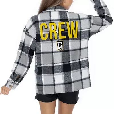 MLS Columbus Crew Fieldside Fun Plaid Button-Up Long Sleeve Overshirt