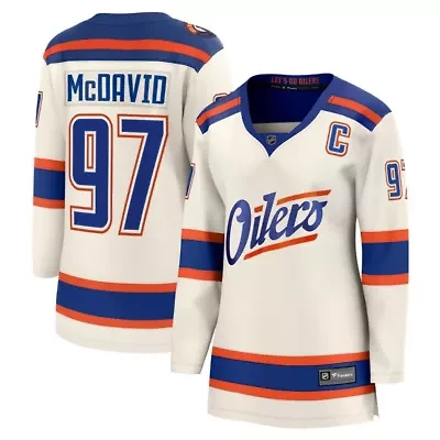 NHL Fanatics Connor McDavid Light Beige Edmonton Oilers Alternate Breakaway Jersey