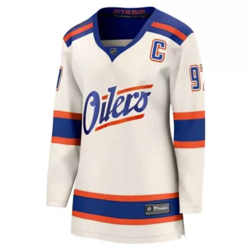 NHL Fanatics Connor McDavid Light Beige Edmonton Oilers Alternate Breakaway Jersey