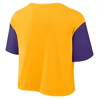 NCAA Nike LSU Tigers Color-Block Script Dri-FIT Cropped T-Shirt