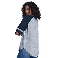 MLB Seattle Mariners Hall of Fame Raglan Oversized Half-Sleeve V-Neck Top