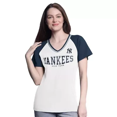 MLB New York Yankees Ball Park Raglan V-Neck T-Shirt