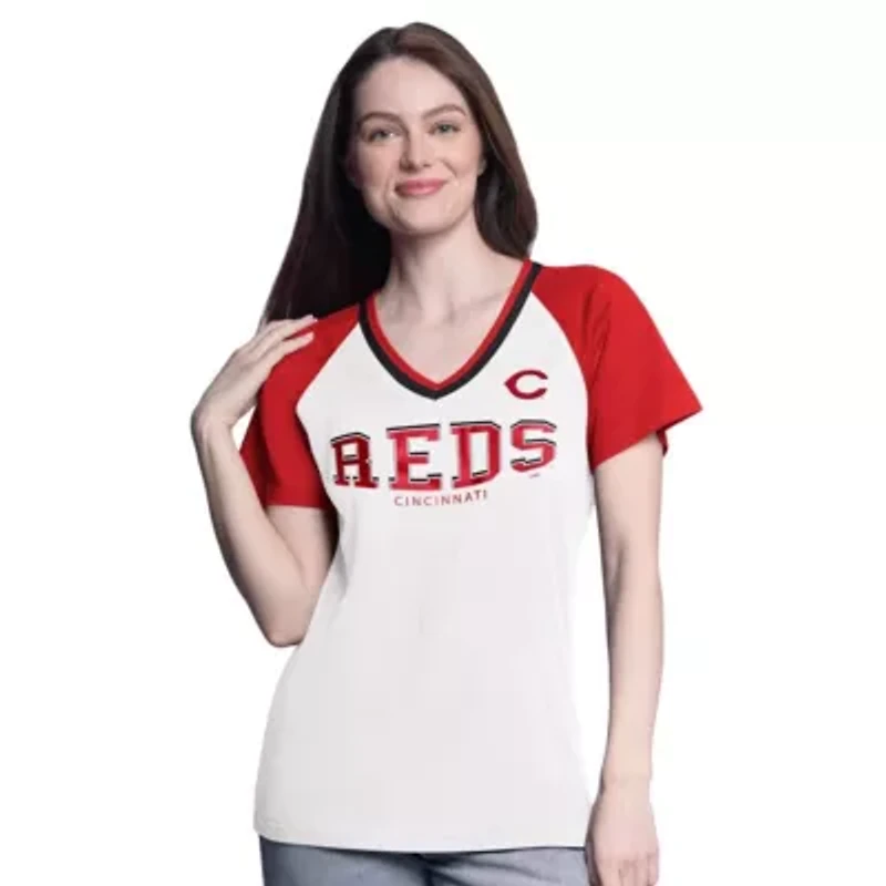MLB Cincinnati Reds Ball Park Raglan V-Neck T-Shirt