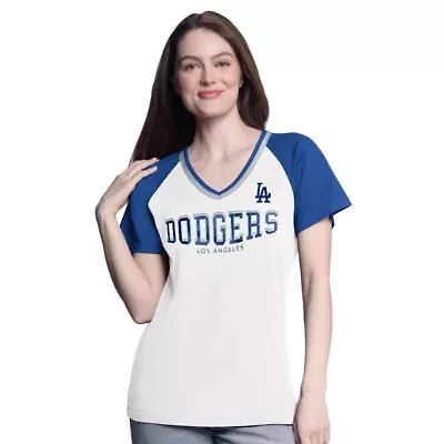 MLB Los Angeles Dodgers Ball Park Raglan V-Neck T-Shirt