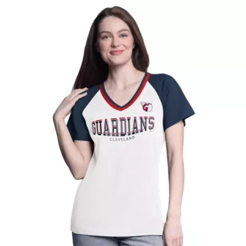 MLB Cleveland Guardians Ball Park Raglan V-Neck T-Shirt