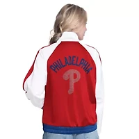 MLB White/Red Philadelphia Phillies Rally Rhinestone Raglan Full-Zip Track Jacket