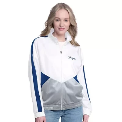 MLB White/Royal Los Angeles Dodgers Rally Rhinestone Raglan Full-Zip Track Jacket