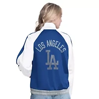 MLB White/Royal Los Angeles Dodgers Rally Rhinestone Raglan Full-Zip Track Jacket