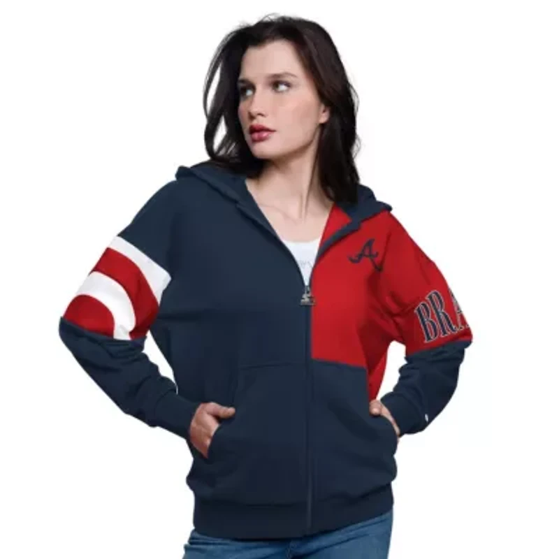 MLB Atlanta Braves Curve Ball Full Zip Hoodie Sweatshirt
