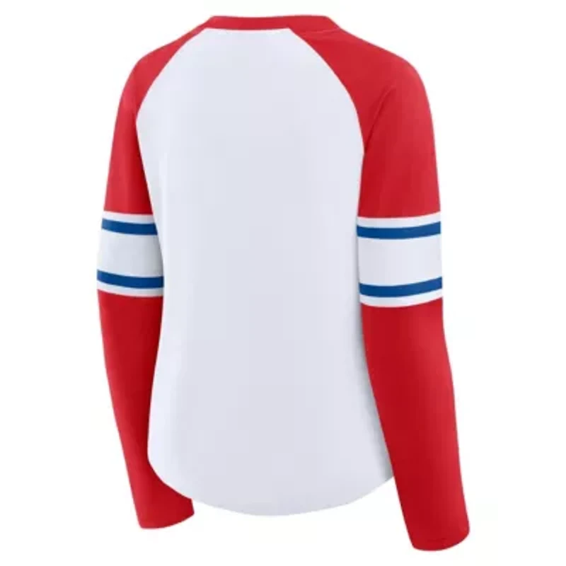 MLB Fanatics Philadelphia Phillies Blitz Package Raglan Lace-Up V-Neck Long Sleeve T-Shirt