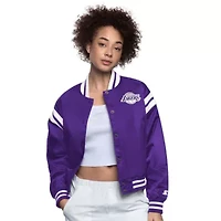 NBA Purple/White Los Angeles Lakers Full Count Satin Full-Snap Varsity Jacket