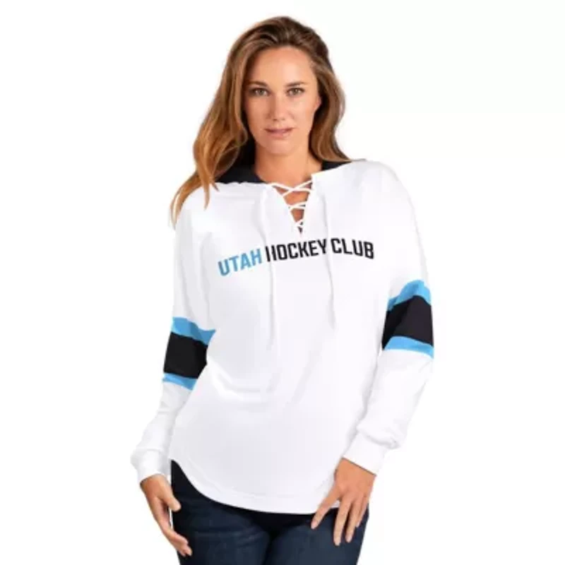 NHL Utah Hockey Club Goal Zone Long Sleeve Lace-Up Hoodie T-Shirt