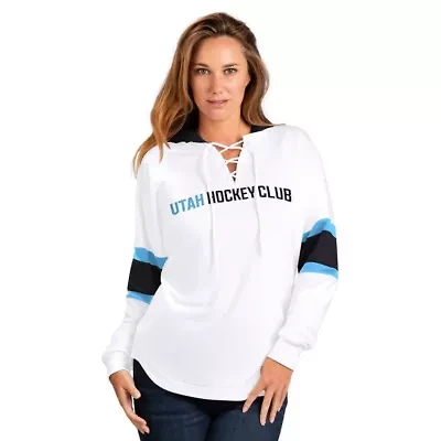 NHL Utah Hockey Club Goal Zone Long Sleeve Lace-Up Hoodie T-Shirt