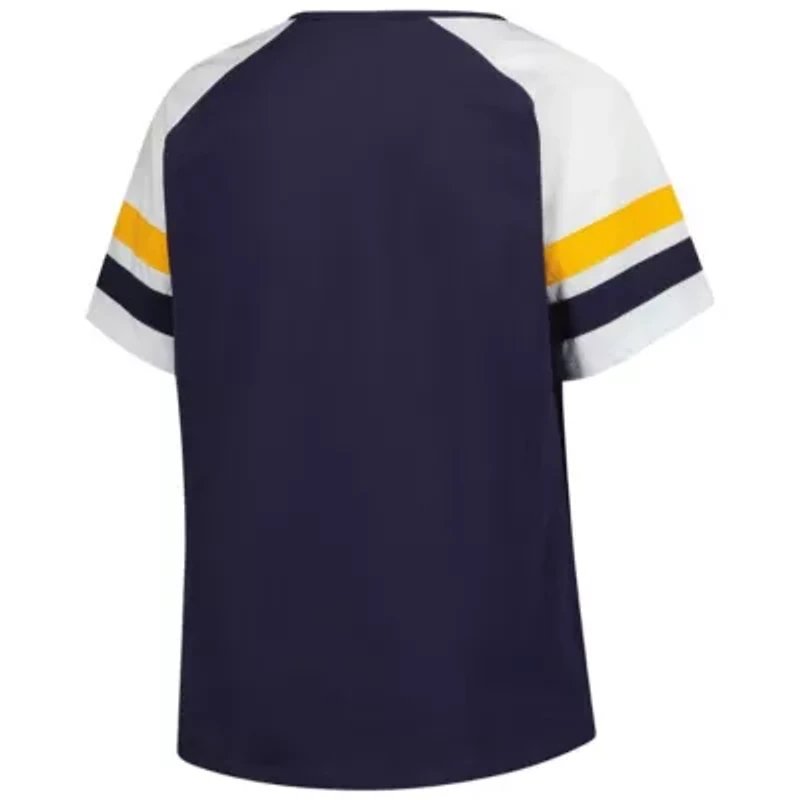 MLB Milwaukee Brewers Plus Sized Arched Notch Neck T-Shirt